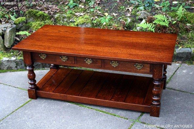 Image 114 of TAYLOR & Co STRESSED OAK THREE DRAWER POTBOARD COFFEE TABLE