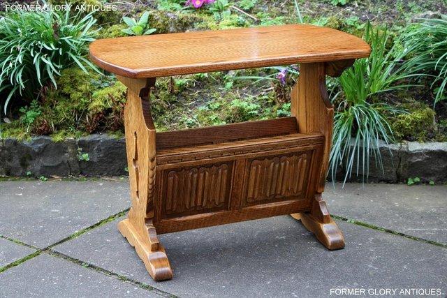 Image 87 of AN OLD CHARM VINTAGE OAK MAGAZINE RACK COFFEE LAMP TABLE