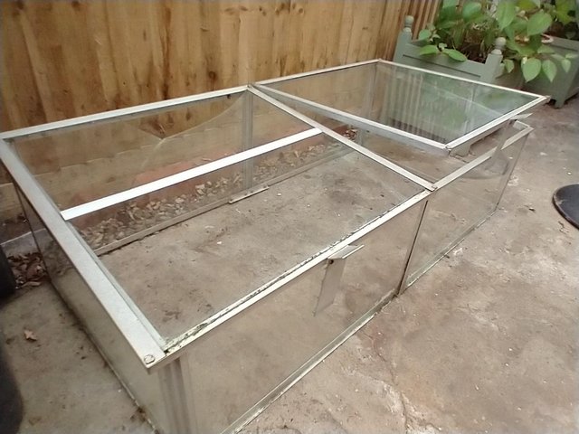 Preview of the first image of ALUMINIUM COLD FRAME - one broken pane of glass.