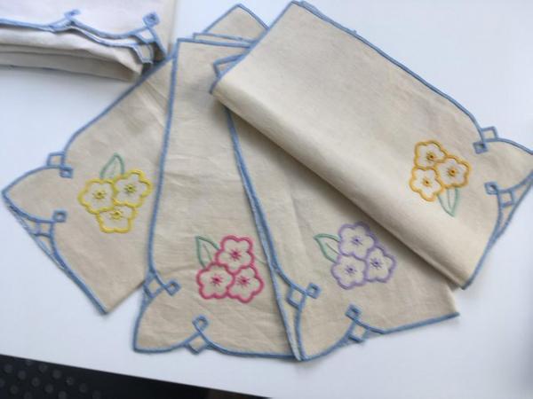 Image 2 of embroidered table cloths and napkins vintage