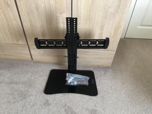 Image 2 of Black Metal SMART TV stand with glass base