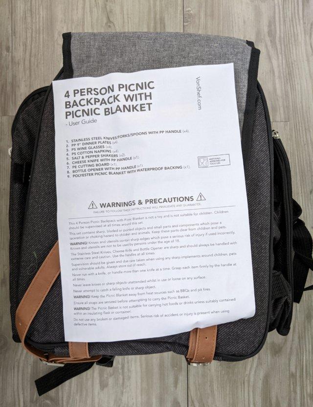 Preview of the first image of 4 Person Picnic Backpack With Blanket.