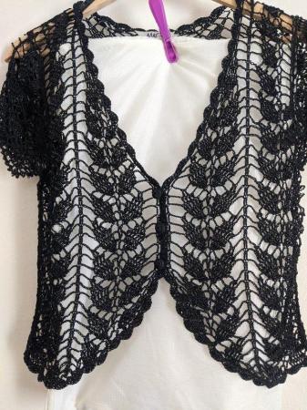 Image 1 of Crocheted and beaded crop cardi