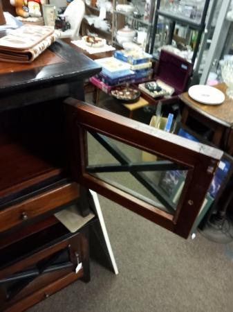 Image 1 of Vintage style side table with drawer and door