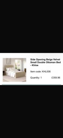 Image 1 of Side opening ottoman beige velvet small double bed