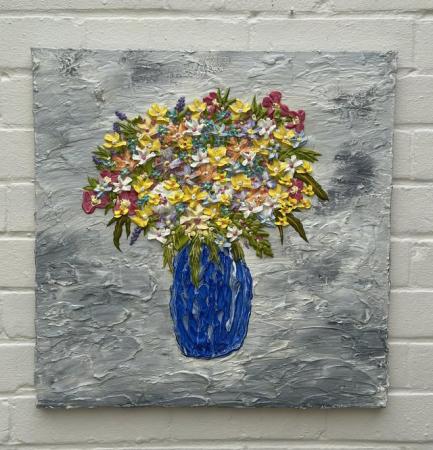 Image 1 of Flower vase painting impasto style