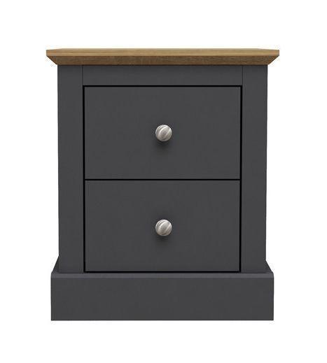 Preview of the first image of DEVON 2 DRAWER BEDSIDE - CHARCOAL & OAK.