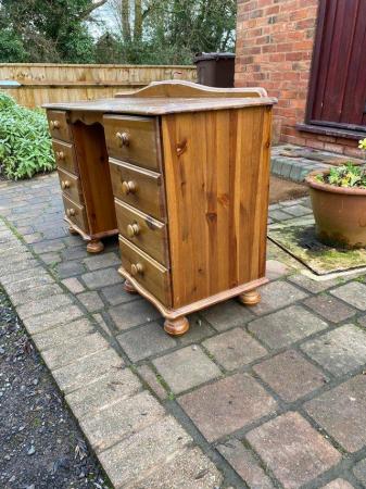 Image 1 of Solid Pine Dressing Table with 8 Drawers