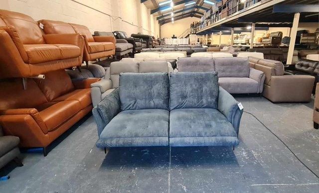 Image 5 of Bolzano blue fabric electric recliner 2 seater sofa