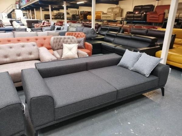 Image 4 of Brand New ZETT PLUS dark grey fabric 3 seater sofa bed