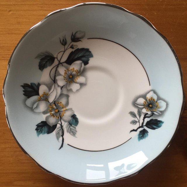 Preview of the first image of Pretty bone china saucer, Duchess..