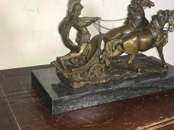 Image 11 of The Chariot racer in hot caste bronze & marble