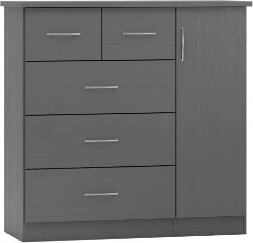 Preview of the first image of NEVADA 5 DRAWER LOW WARDROBE IN GREY EFFECT.