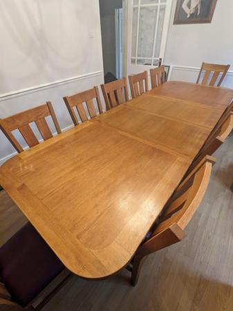 Image 3 of Oak Dining Table + 12 Leather Chairs
