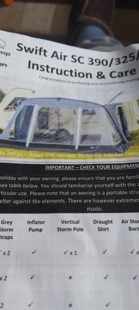 Image 2 of SWIFT AIR SC390 AWNING used twice